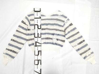 CHANEL CHANEL Knit Top P56171K07378 #38 Border Camellia Top
