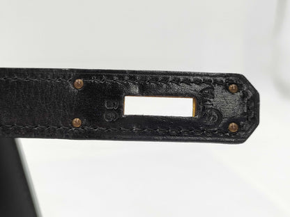 HERMES Kelly 32 Box Calf Leather Black with Storage Bag, Cadena Cloche, and Key, Small Handbag
