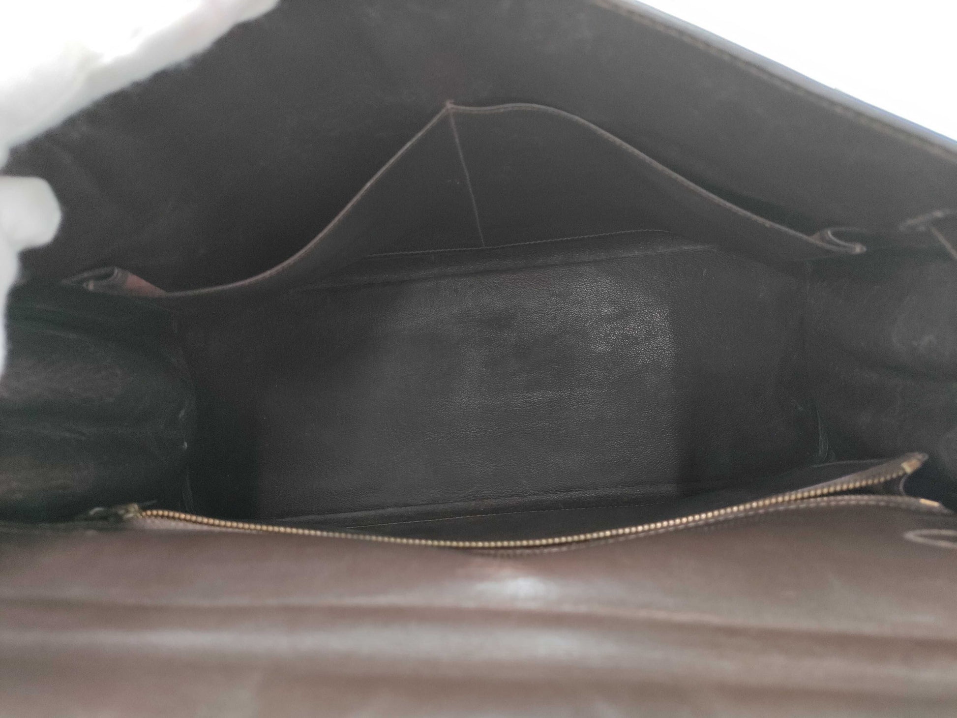 HERMES Kelly 35 Handbag, Inner Stitched Box Calf Leather, Brown, H Stamp