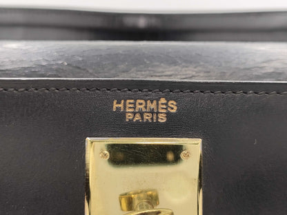 HERMES Kelly 28 Box Calf Black Handbag
