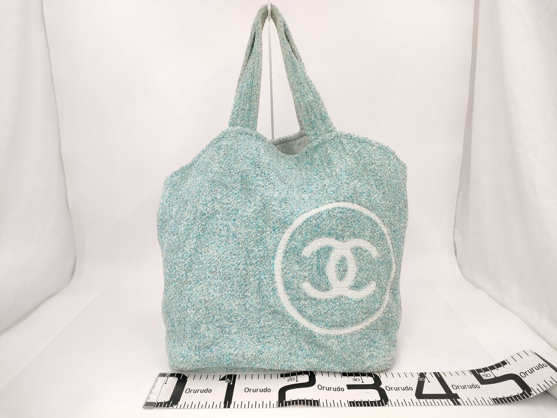 CHANEL Beach Bag Tote with Pouch, Terry Fabric, Coco Mark Tote Bag