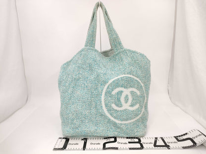 CHANEL Beach Bag Tote with Pouch, Terry Fabric, Coco Mark Tote Bag