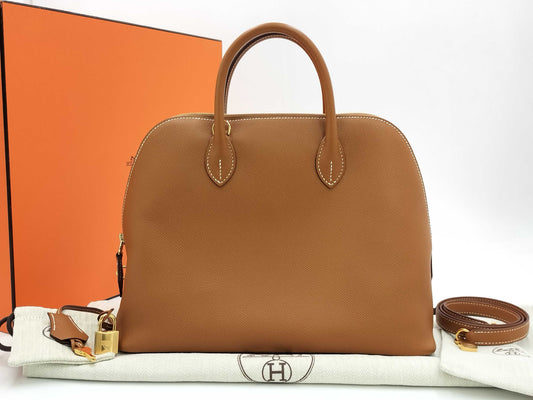 HERMES Bolide 31 Epsom Gold Shoulder Bag with Gold Hardware and B Stamp