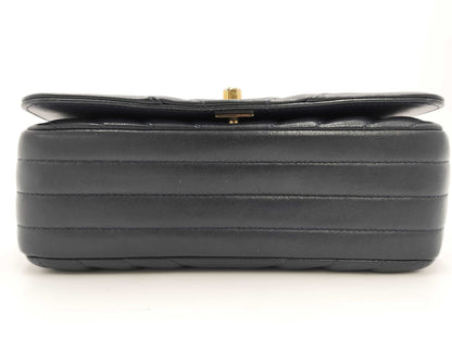 CHANEL V-Stitch Single Flap Double Chain Shoulder Bag with No. 28 Seal