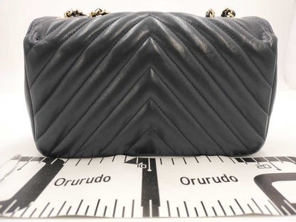 CHANEL V-Stitch Single Flap Double Chain Shoulder Bag with No. 28 Seal