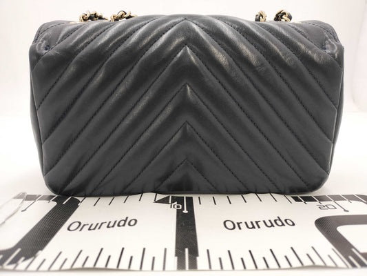 CHANEL V-Stitch Single Flap Double Chain Shoulder Bag with No. 28 Seal