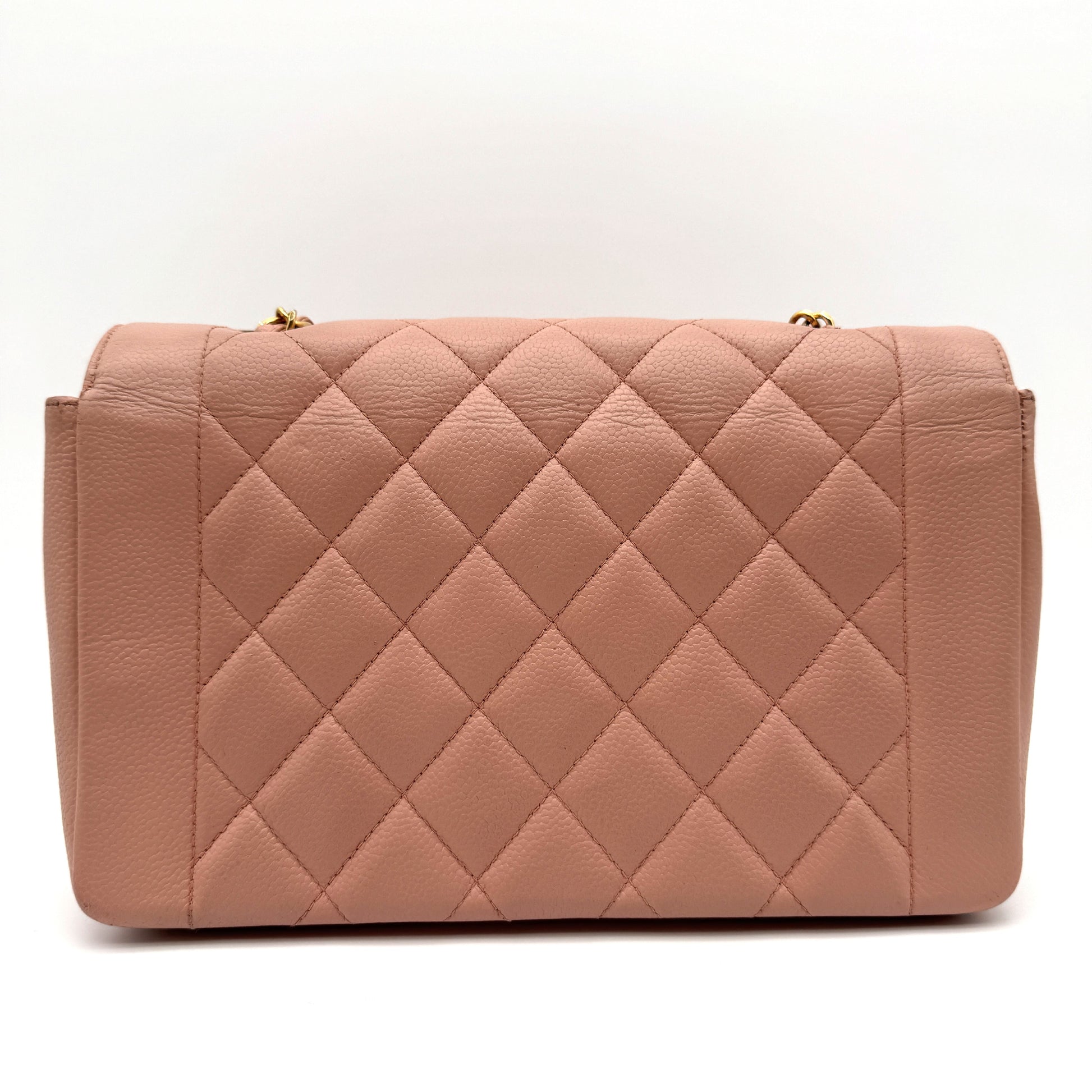 CHANEL Diana Matelasse 25 Chain Caviar Skin Pink Shoulder Bag
