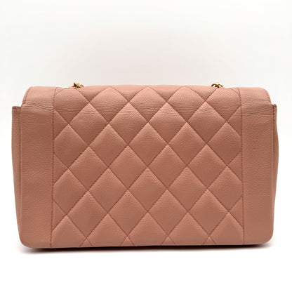 CHANEL Diana Matelasse 25 Chain Caviar Skin Pink Shoulder Bag