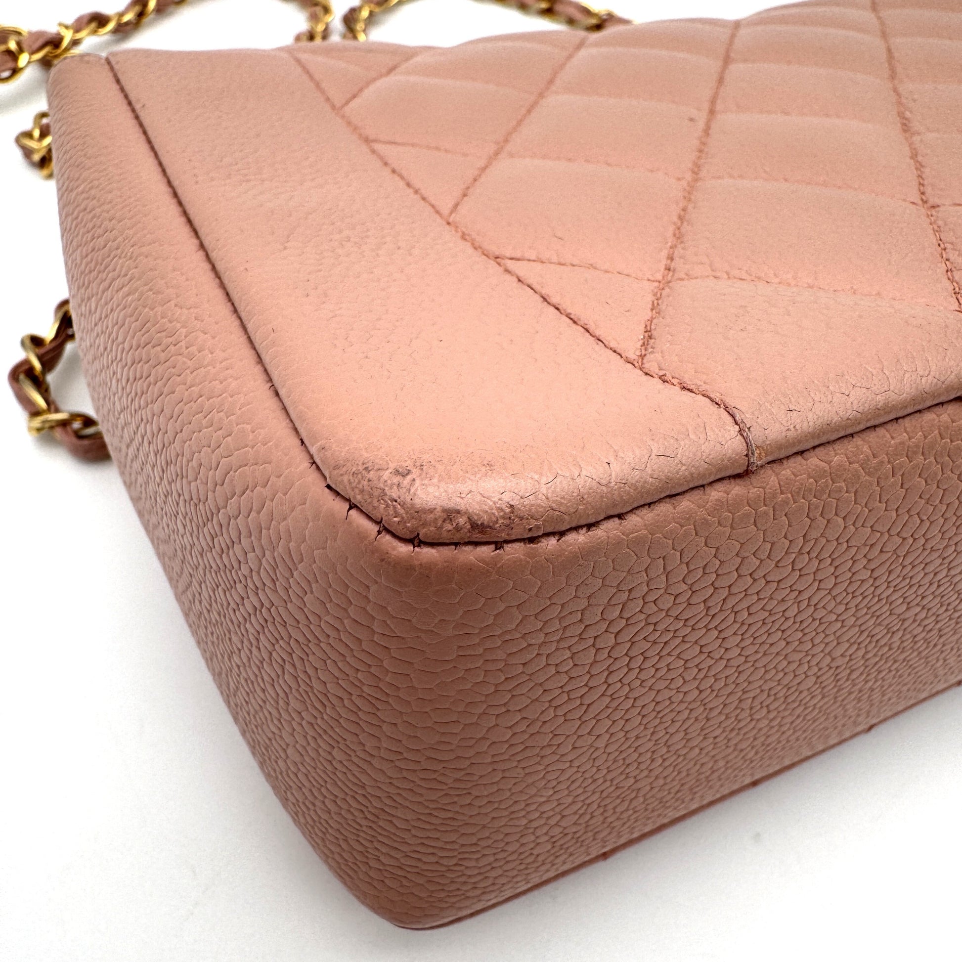 CHANEL Diana Matelasse 25 Chain Caviar Skin Pink Shoulder Bag