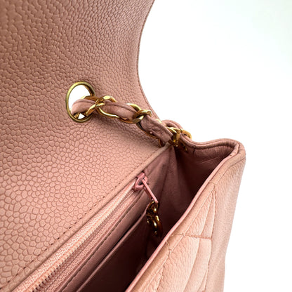 CHANEL Diana Matelasse 25 Chain Caviar Skin Pink Shoulder Bag