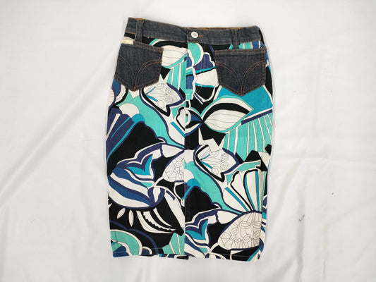 DOLCE&GABBANA DOLCE&GABBANA Floral Denim Skirt Blue Size 38 Skirt