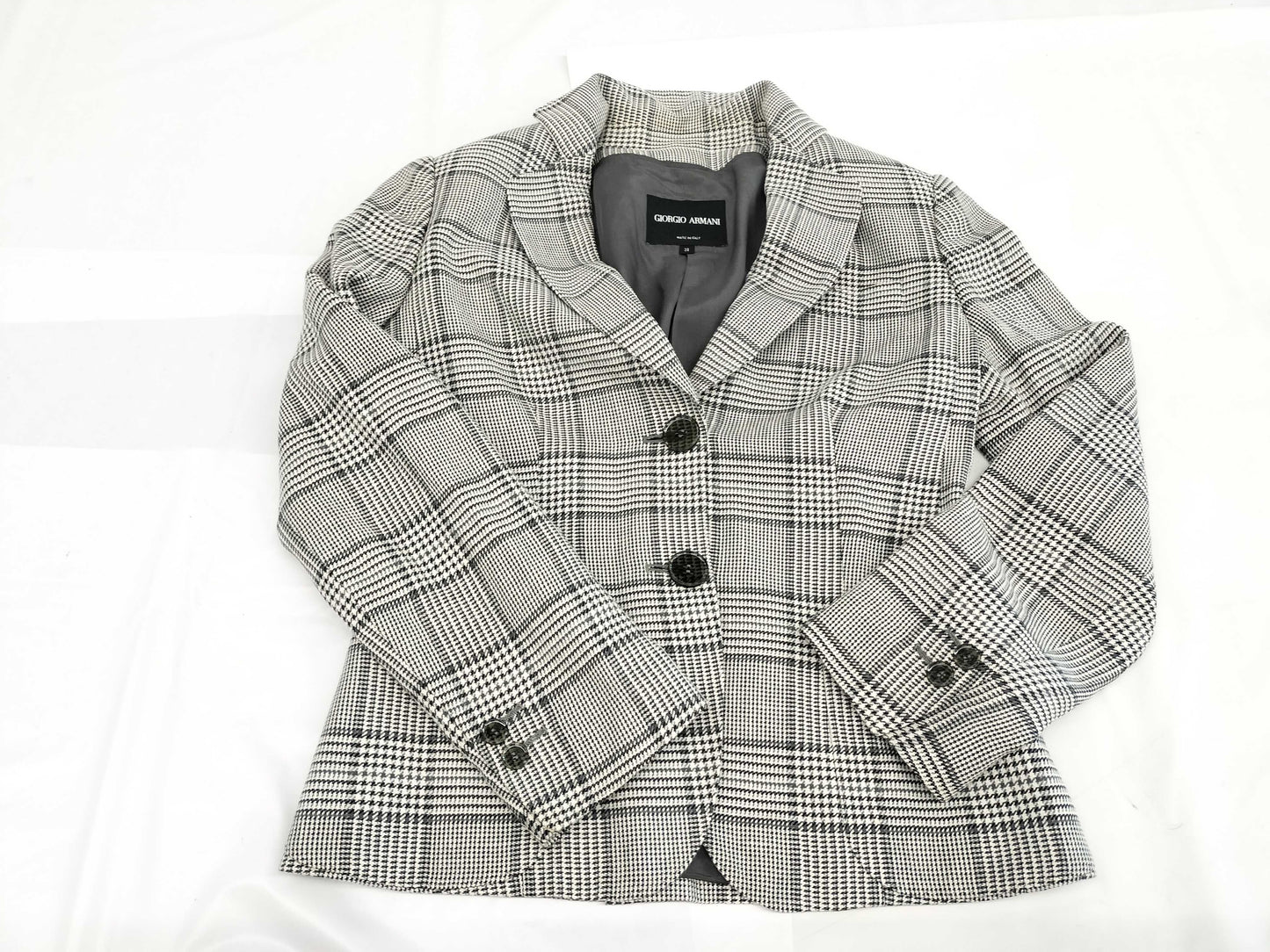GIORGIO ARMANI Check Jacket with Hanger, Size 38