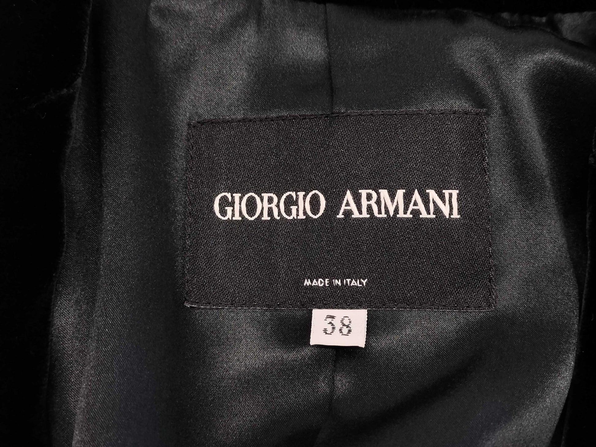 GIORGIO ARMANI Velour Jacket with Hanger, Size 38
