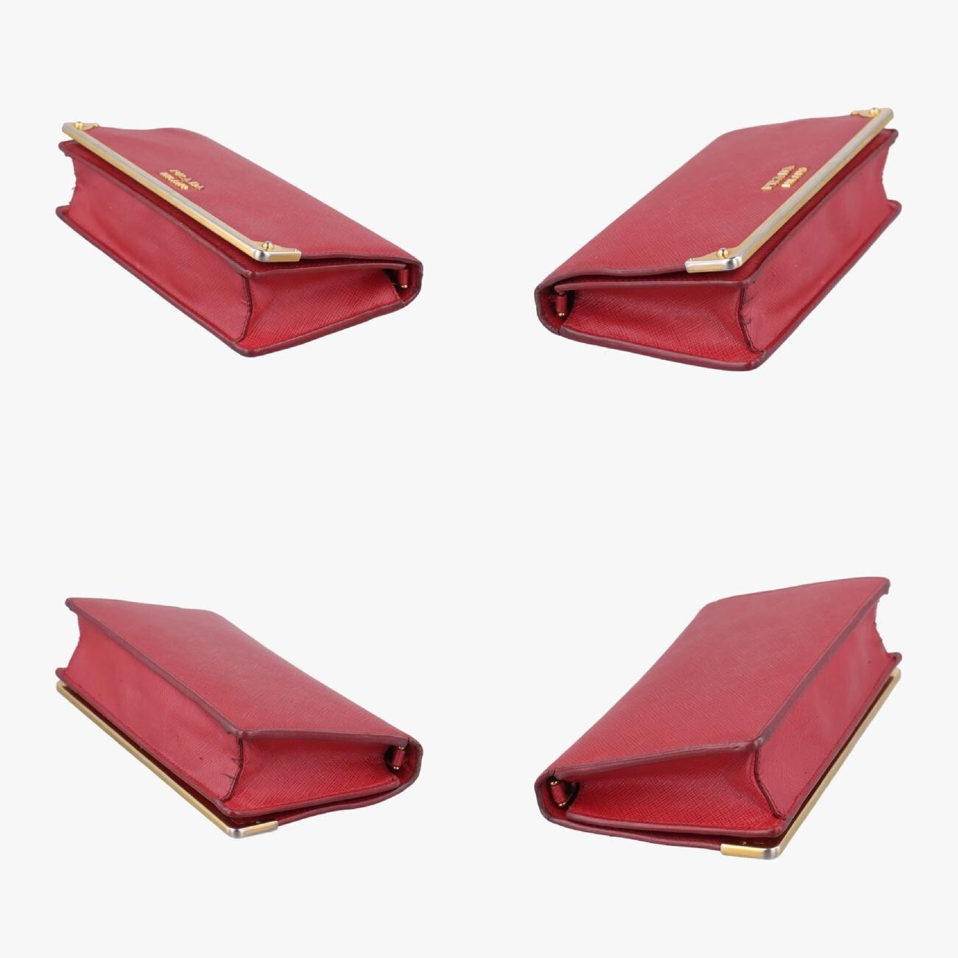 PRADA Metal Wallet with Chain in Red Saffiano Leather 1M144085N Shoulder Bag