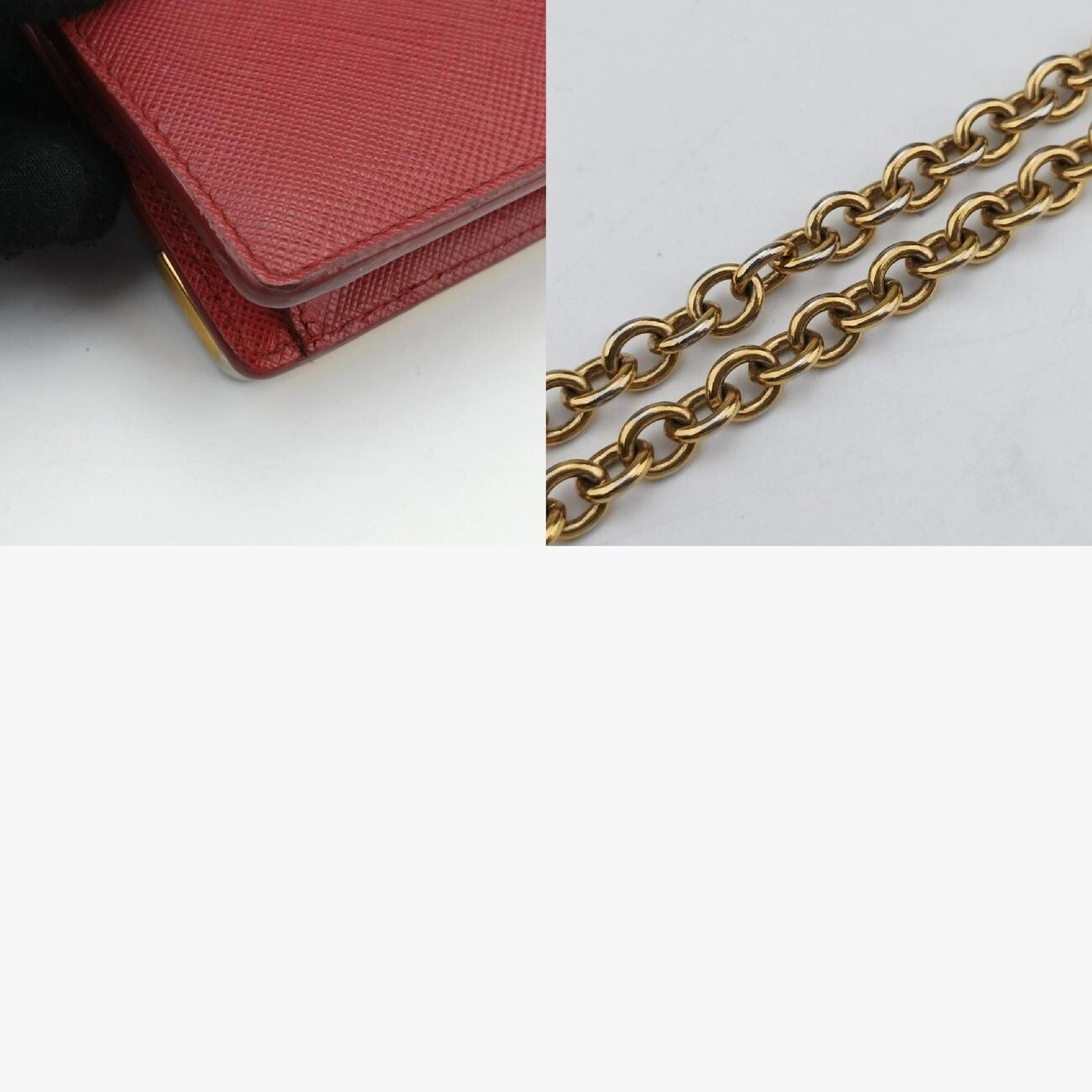 PRADA Metal Wallet with Chain in Red Saffiano Leather 1M144085N Shoulder Bag