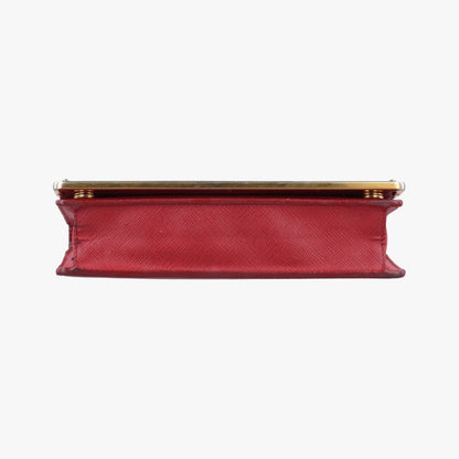 PRADA Metal Wallet with Chain in Red Saffiano Leather 1M144085N Shoulder Bag