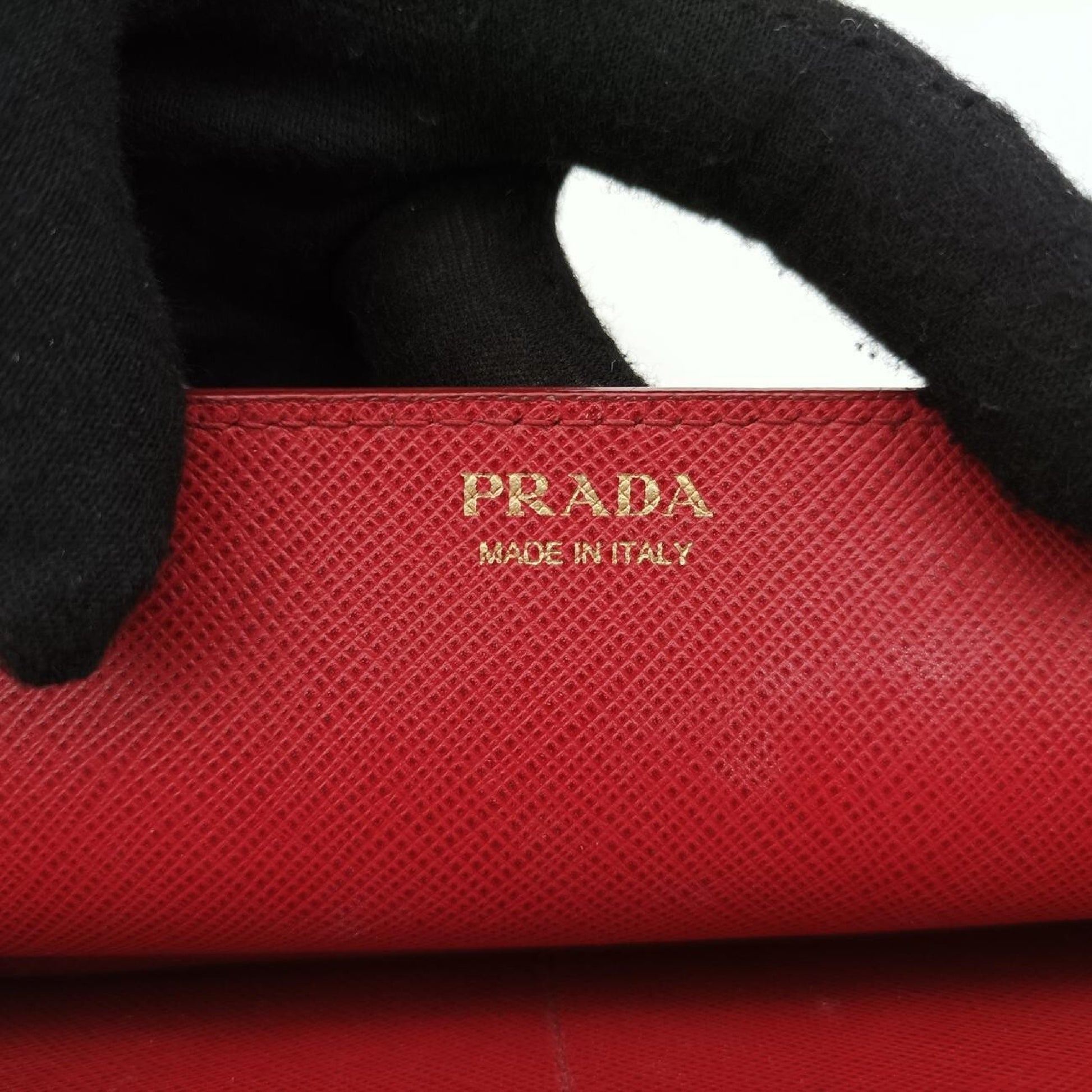 PRADA Metal Wallet with Chain in Red Saffiano Leather 1M144085N Shoulder Bag