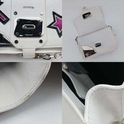 VERSACE Star Print White Leather CLG 938 470 397 187 Shoulder Bag