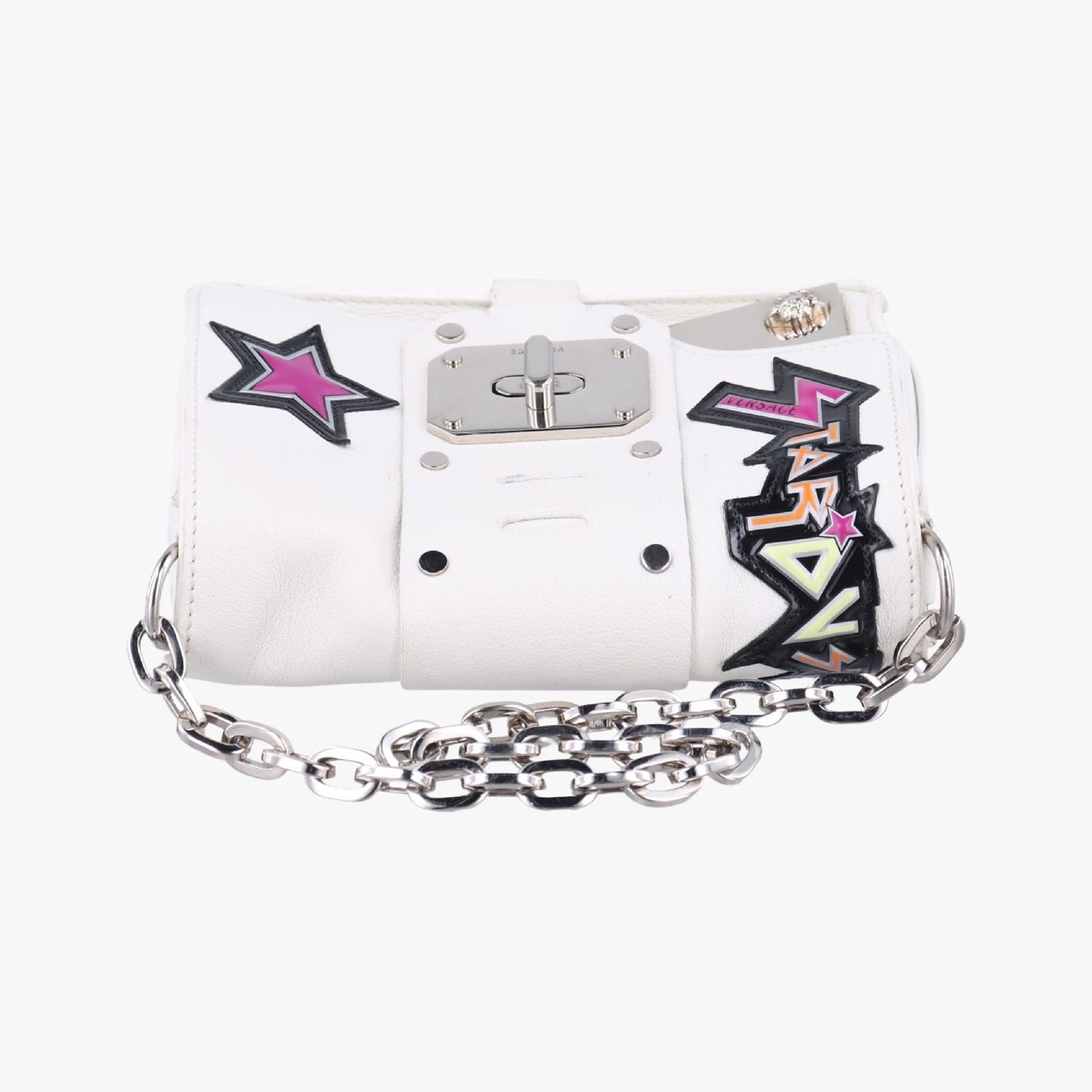 VERSACE Star Print White Leather CLG 938 470 397 187 Shoulder Bag