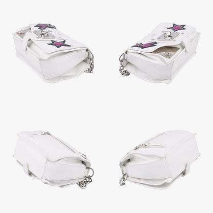 VERSACE Star Print White Leather CLG 938 470 397 187 Shoulder Bag