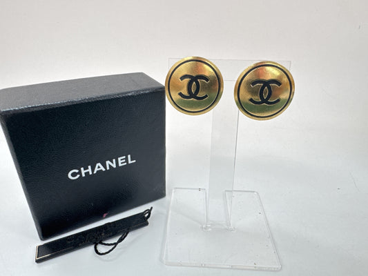 CHANEL Coco Black Gold Earrings with Rice, 94P