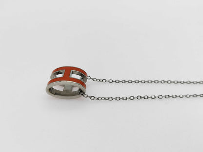 HERMES HERMES Pop Ash H Necklace Orange Silver Necklace