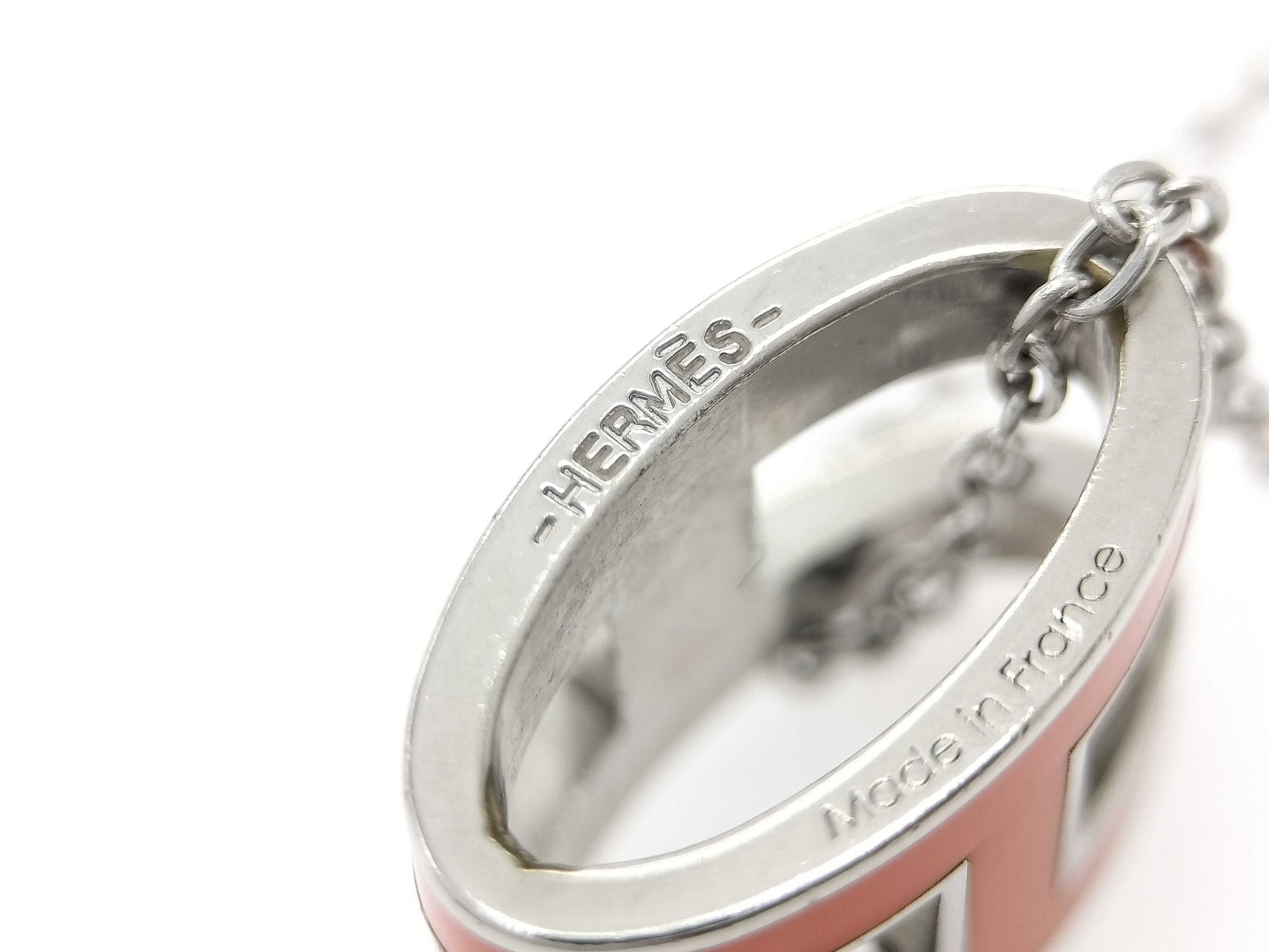 HERMES HERMES Pop Ash H Necklace Orange Silver Necklace
