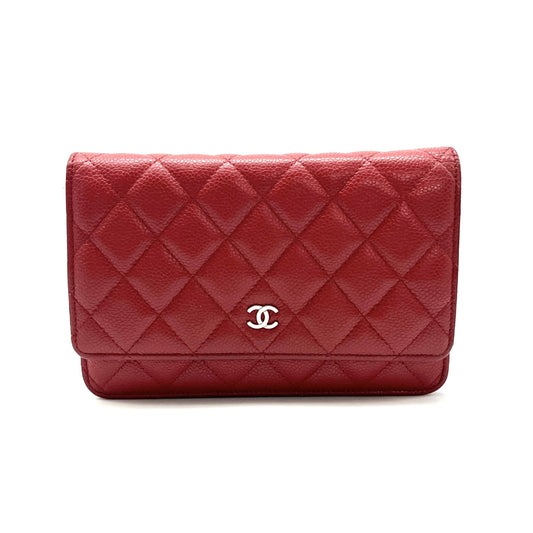 CHANEL CHANEL Matelasse Coco Mark Caviar Skin Chain Wallet Shoulder Bag