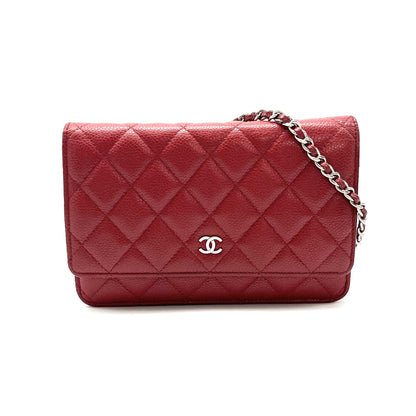 CHANEL CHANEL Matelasse Coco Mark Caviar Skin Chain Wallet Shoulder Bag