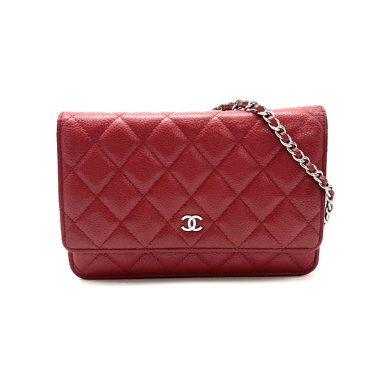 CHANEL CHANEL Matelasse Coco Mark Caviar Skin Chain Wallet Shoulder Bag