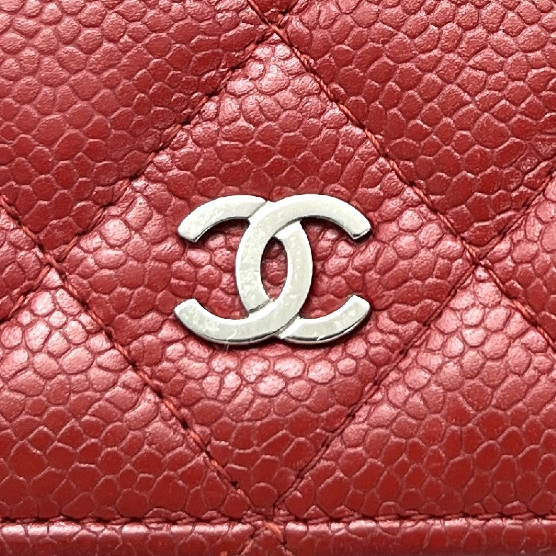 CHANEL CHANEL Matelasse Coco Mark Caviar Skin Chain Wallet Shoulder Bag