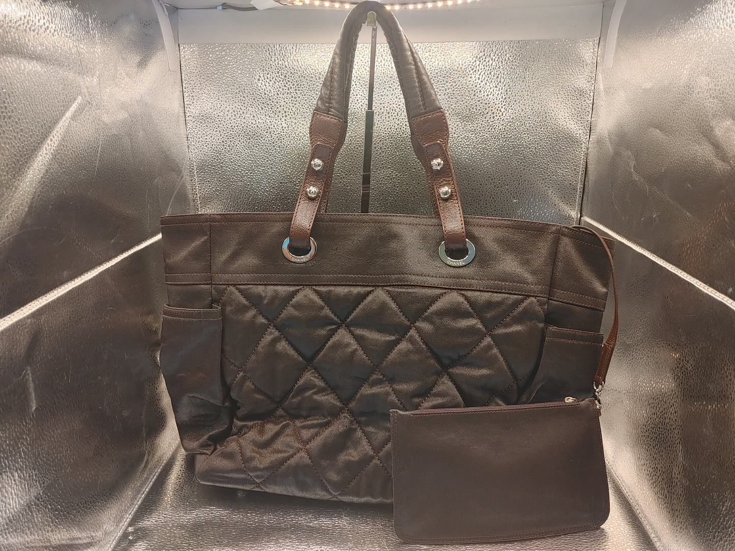 CHANEL Paris-Biarritz Tote Bag MM with Seal 11673931 Nylon Bordeaux with Certificate, Bag, and Coco Charm