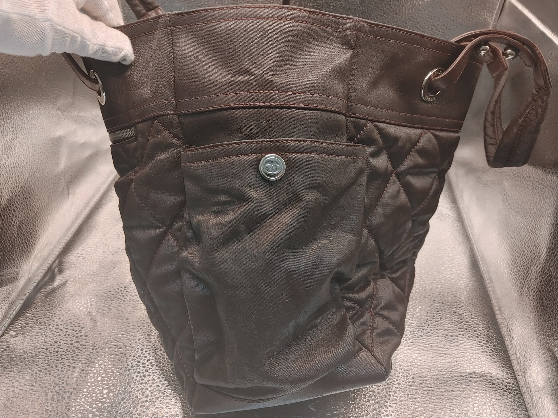 CHANEL Paris-Biarritz Tote Bag MM with Seal 11673931 Nylon Bordeaux with Certificate, Bag, and Coco Charm