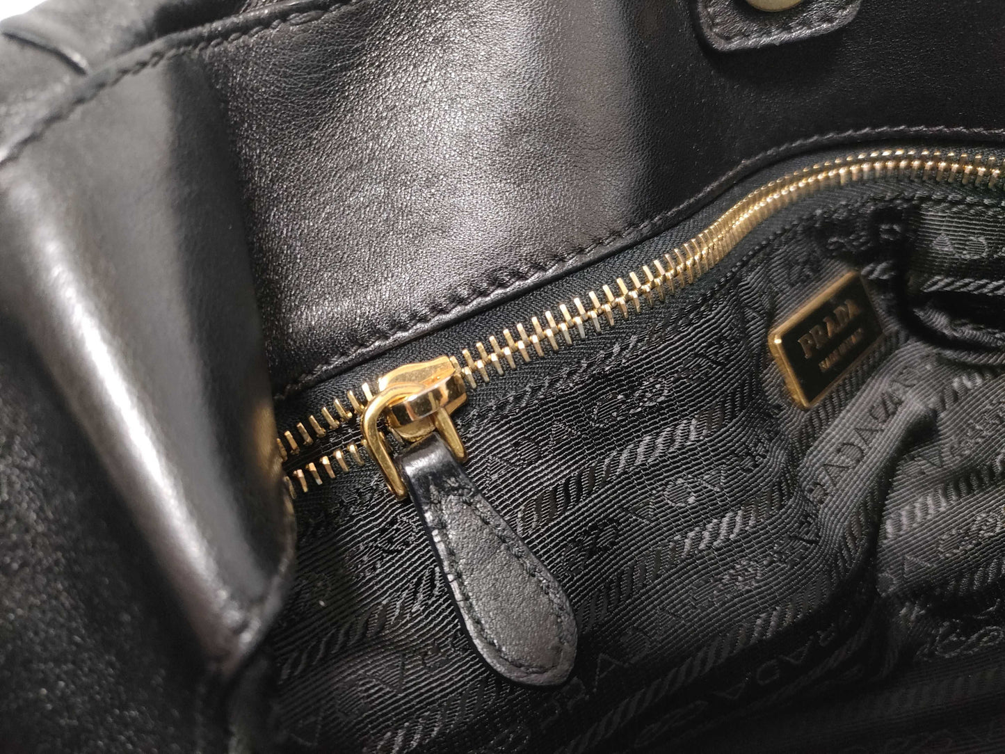 PRADA PRADA Gathered Leather Hand Tote Bag
