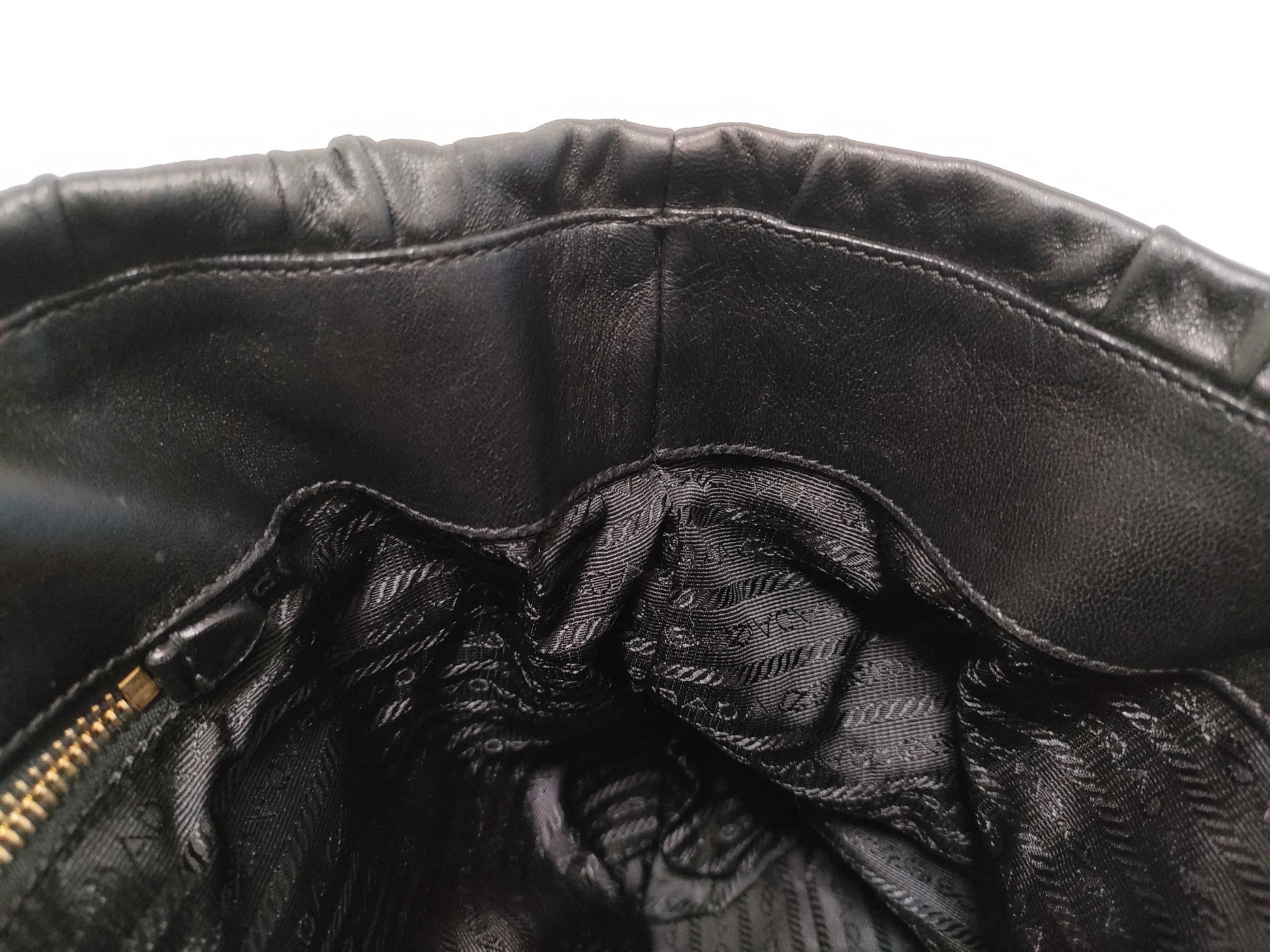 PRADA PRADA Gathered Leather Hand Tote Bag
