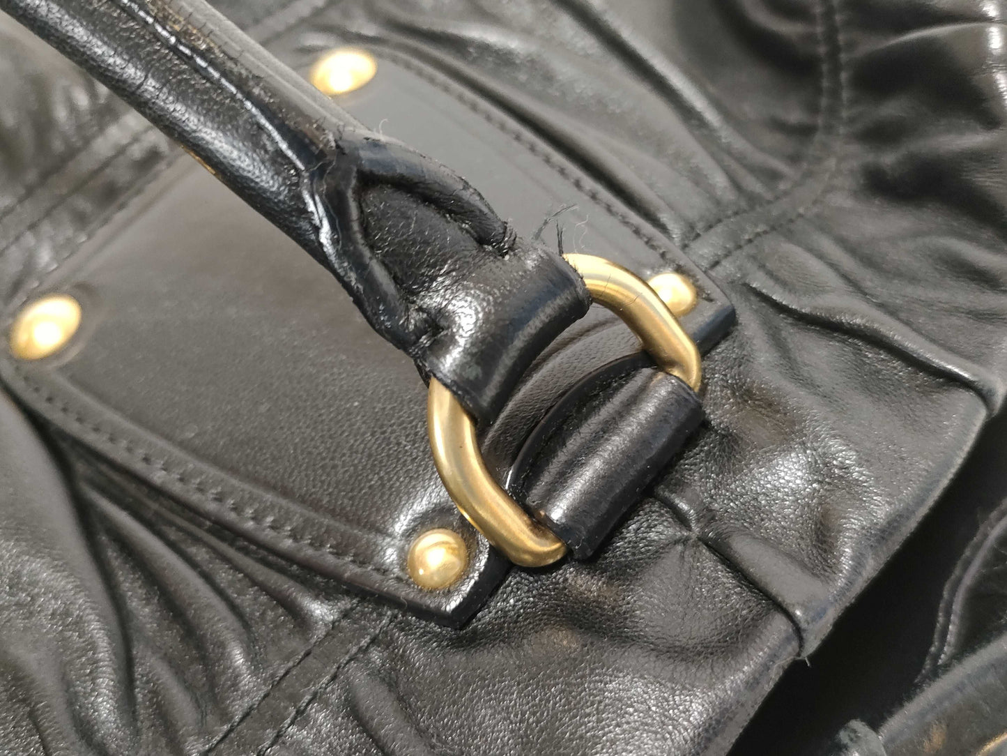PRADA PRADA Gathered Leather Hand Tote Bag