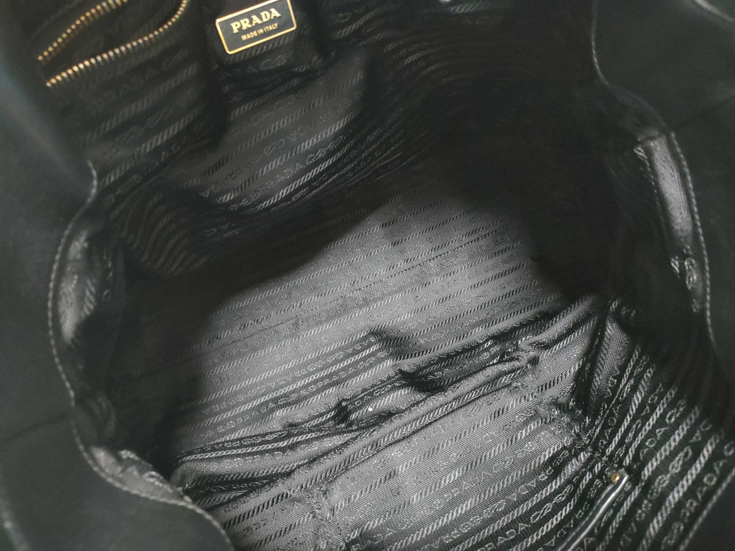 PRADA PRADA Gathered Leather Hand Tote Bag