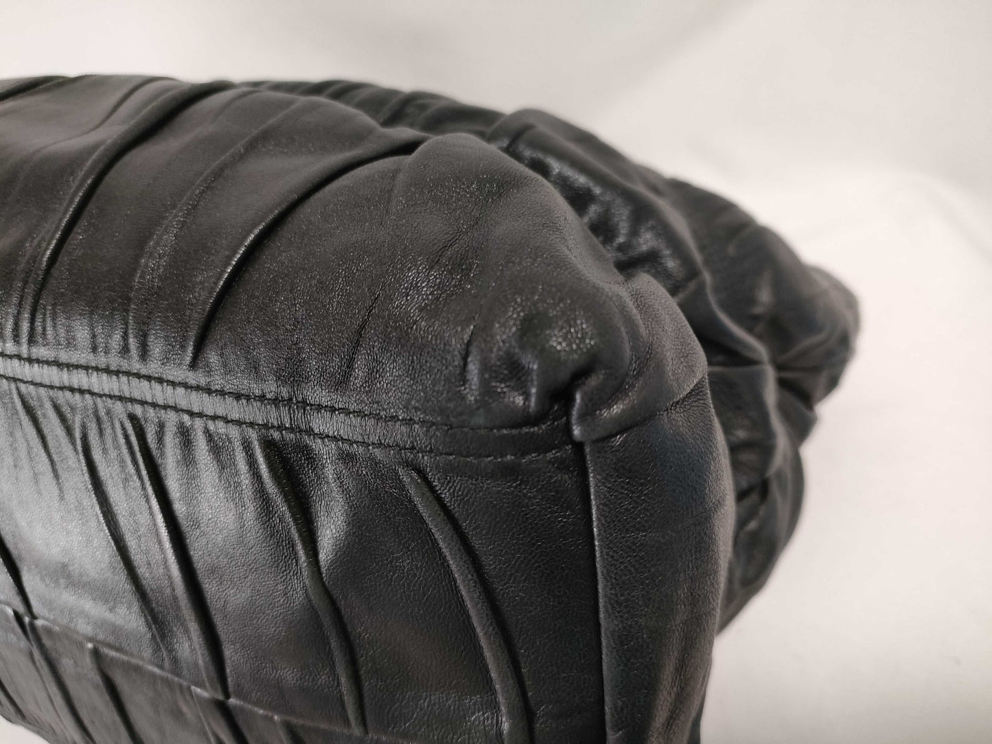 PRADA PRADA Gathered Leather Hand Tote Bag