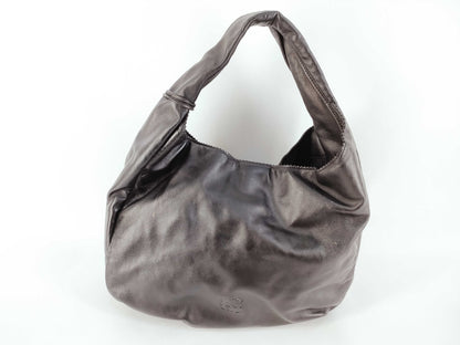 LOEWE Viento Anagram Leather One-Shoulder Bag Tote Bag with Tassel, Black