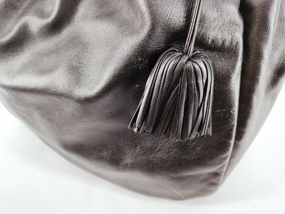 LOEWE Viento Anagram Leather One-Shoulder Bag Tote Bag with Tassel, Black