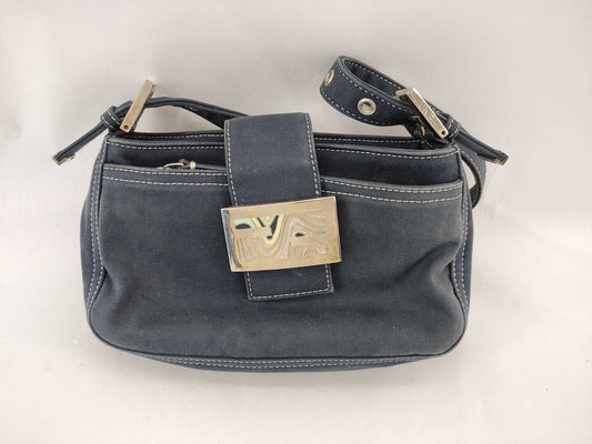 FENDI Mamma FENDI Canvas Baguette Blue Shoulder Bag
