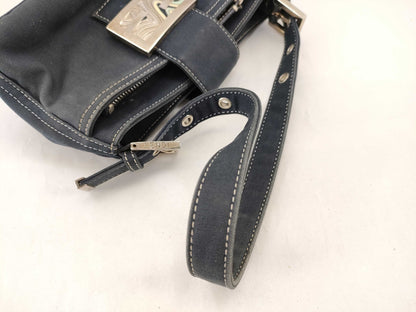 FENDI Mamma FENDI Canvas Baguette Blue Shoulder Bag