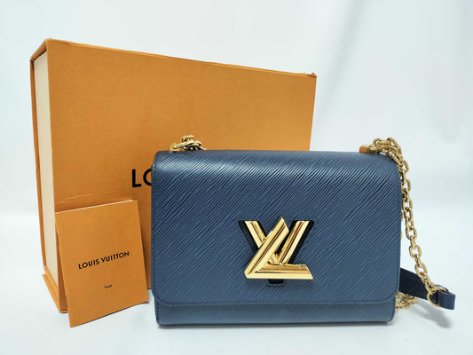 LOUIS VUITTON M53090 LOUIS VUITTON Epi Twist MM M53090 AR0220 Navy Mirrored RFID Enabled Shoulder Bag
