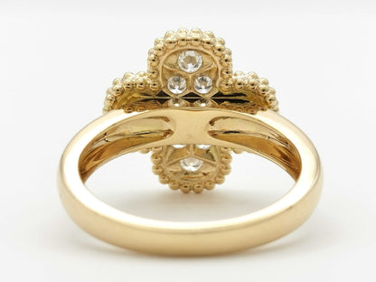 Van Cleef & Arpels Vintage Alhambra Diamond #51 Yellow Gold Au750 6.0g Ring 