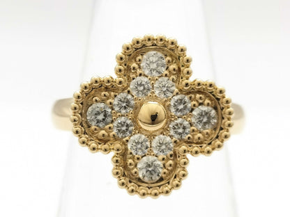 Van Cleef & Arpels Vintage Alhambra Diamond #51 Yellow Gold Au750 6.0g Ring 