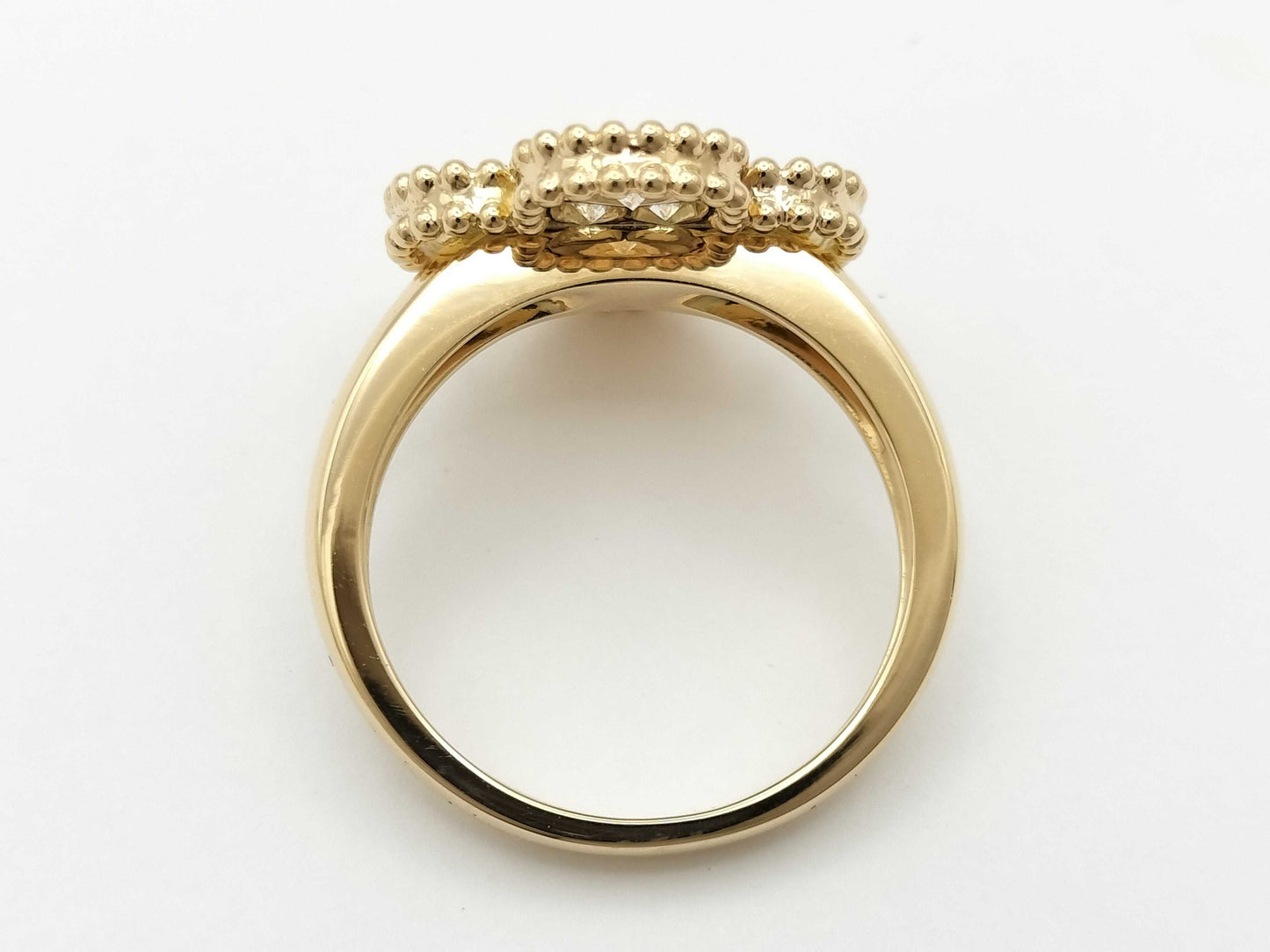 Van Cleef & Arpels Vintage Alhambra Diamond #51 Yellow Gold Au750 6.0g Ring 