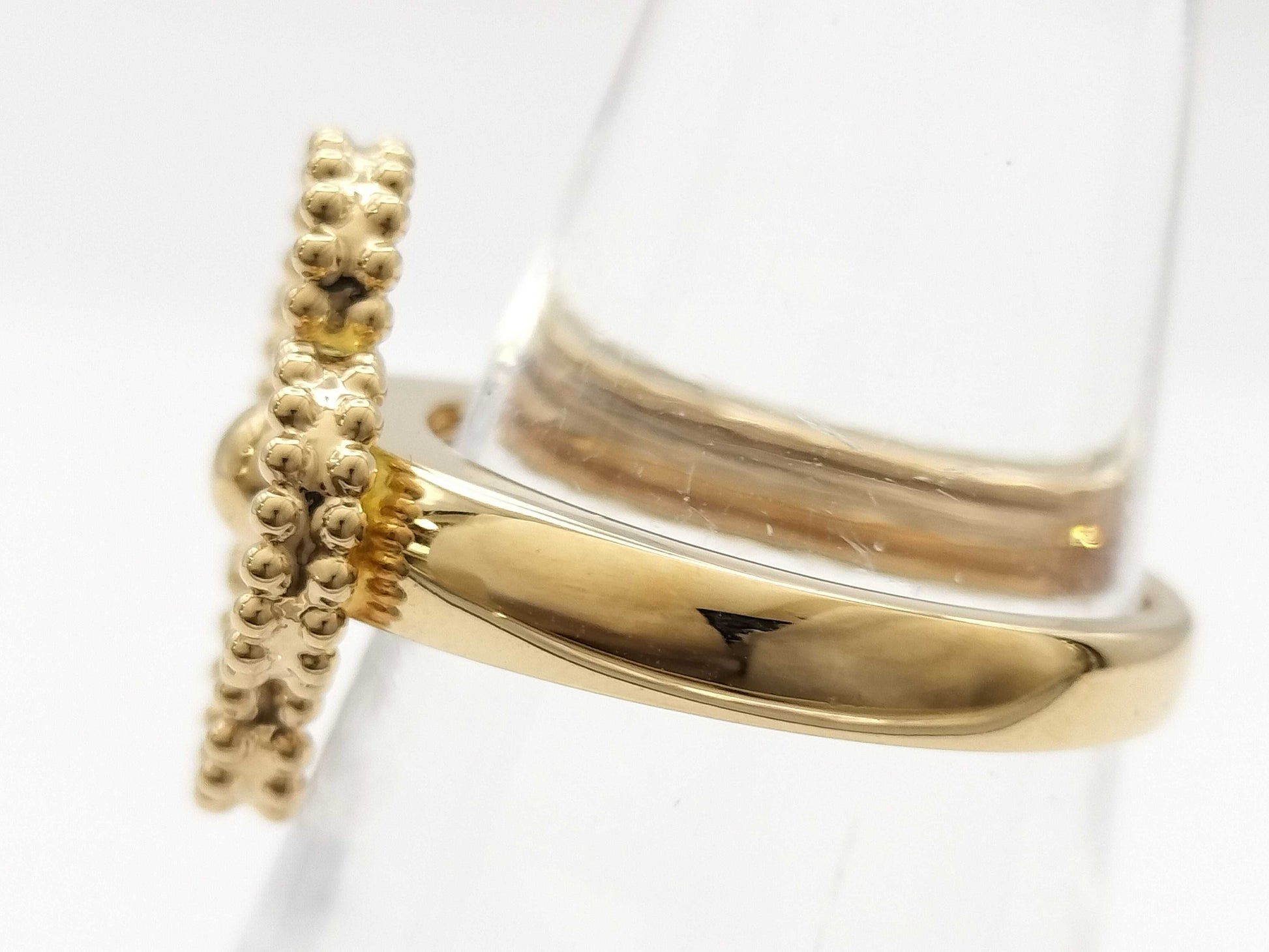 Van Cleef & Arpels Vintage Alhambra Diamond #51 Yellow Gold Au750 6.0g Ring 