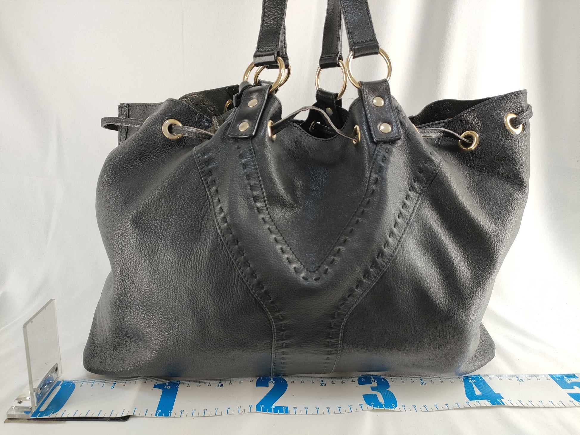 SAINT LAURENT Drawstring Leather Handbag