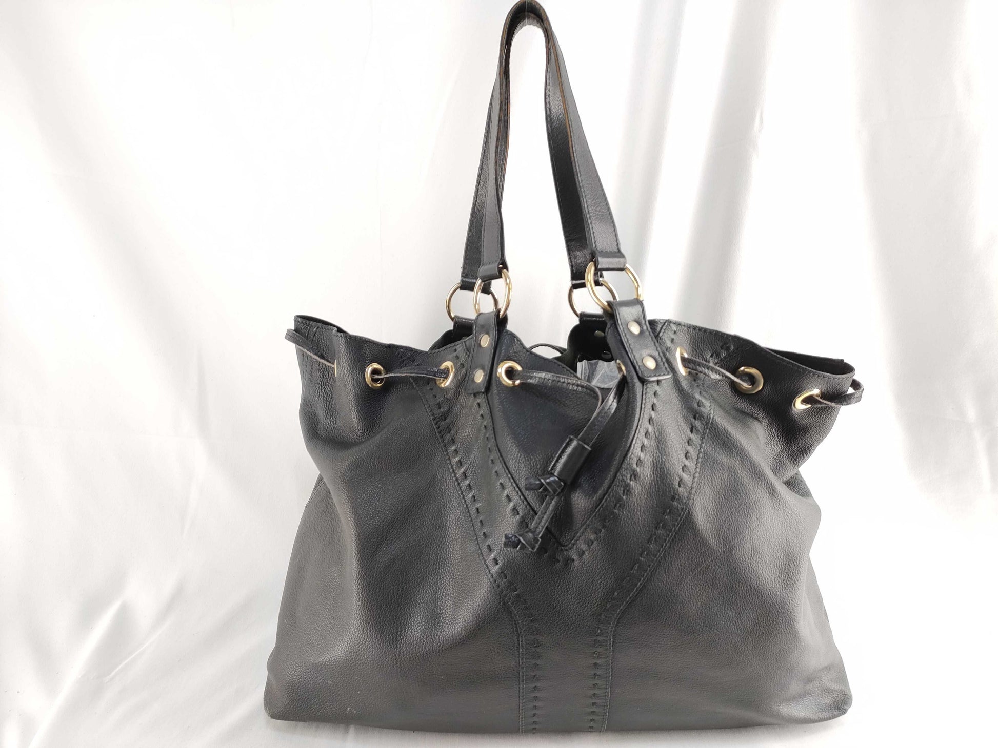 SAINT LAURENT Drawstring Leather Handbag