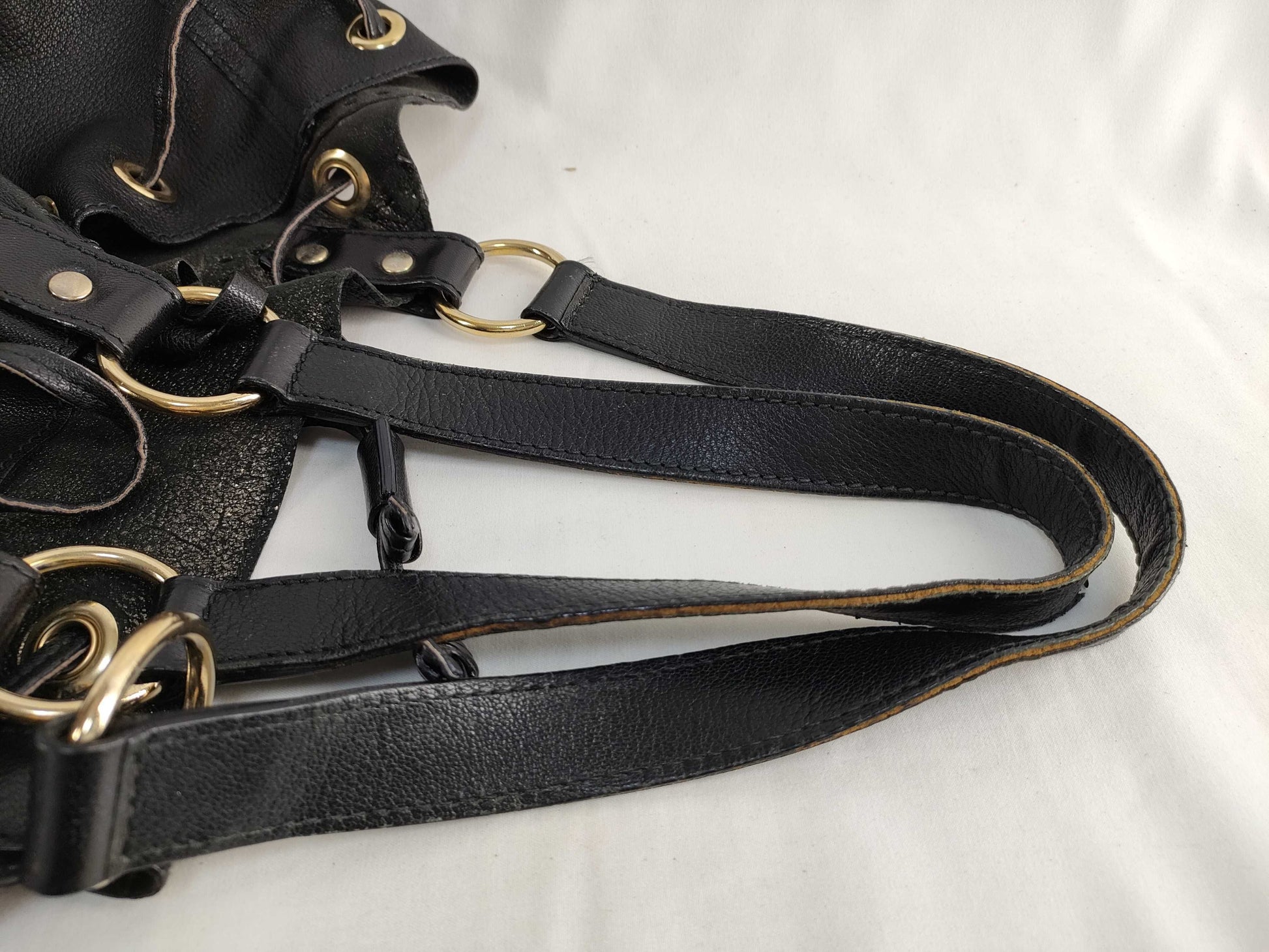 SAINT LAURENT Drawstring Leather Handbag